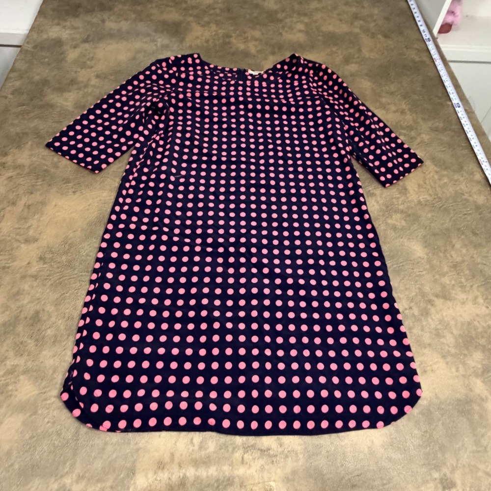 Gap Vicki Shift Dress Womens Medium Navy Pink Polka Dot 3/4 Sleeve 604557-01